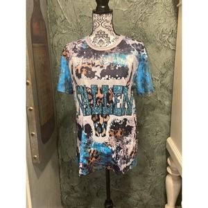 Wallen Steer Skull Leopard Tie Dye Bleached T-Shirt Tee size Large